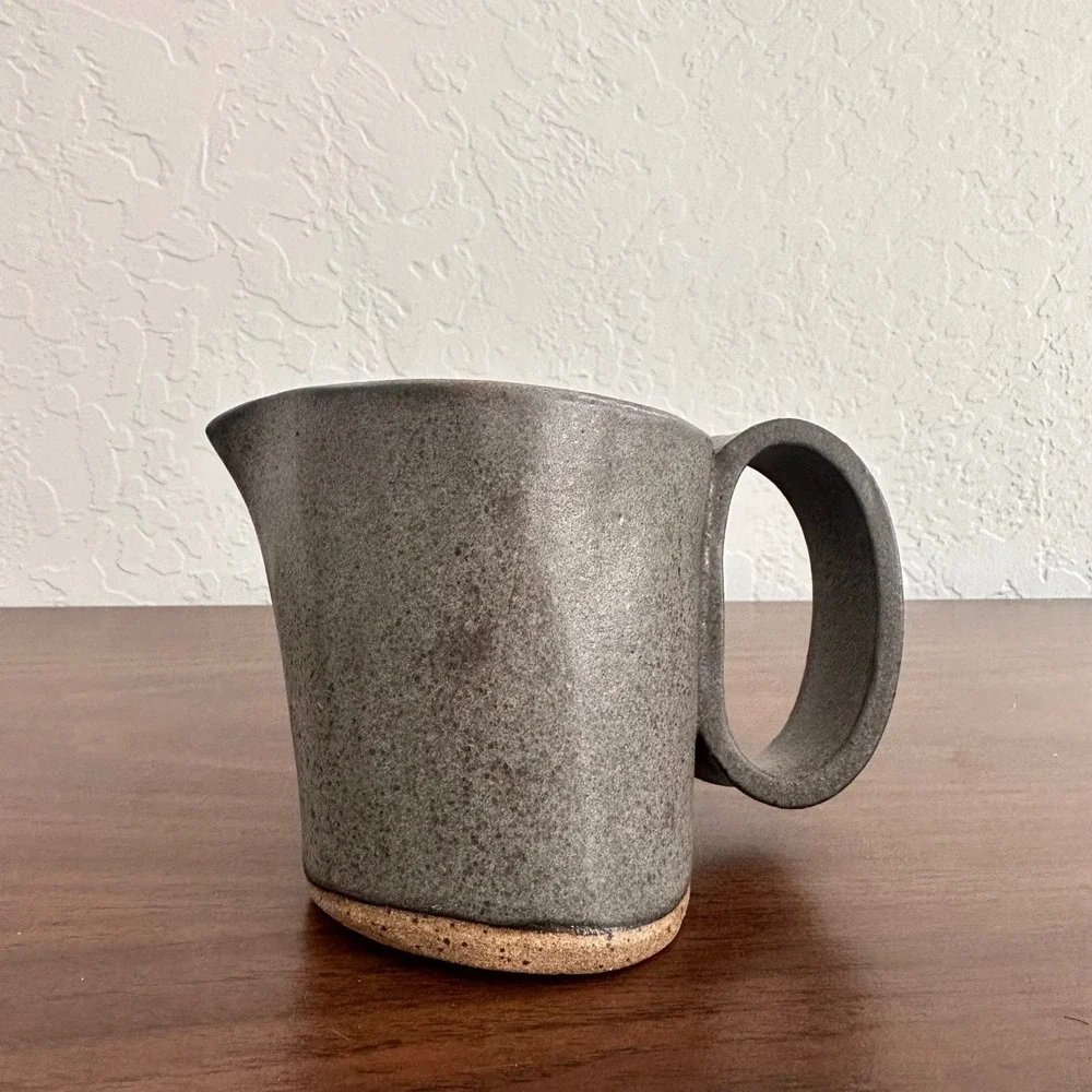 Handmade Pottery Creamer Pitcher Ceramic Wonky Abstract Signed Rustic‎ Earthy